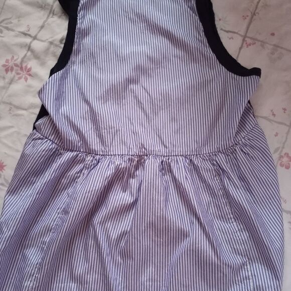 J CREW Slvless Blue 100% Strip Linen Trim 100% Sil - Picture 6 of 6